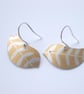 Bird earrings in yellow with leaf print - Image 3