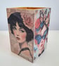 Decoupage Wooden Pen Pot, Vintage Woman Portrait & Butterfly Desk Organiser - Image 4