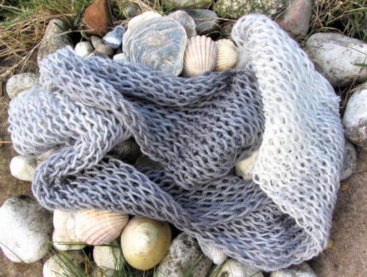 Drop stitch infinity scarf - grey - Free P&P
