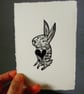 Lovely Bunny - lino cut print - Image 1