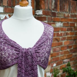 Silk shawl, crocheted lace mulberry silk in hand dyed 'Taking a Bath of Roses'