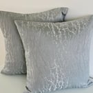 A Pair 16" marbled metallic look pale green cushion covers 