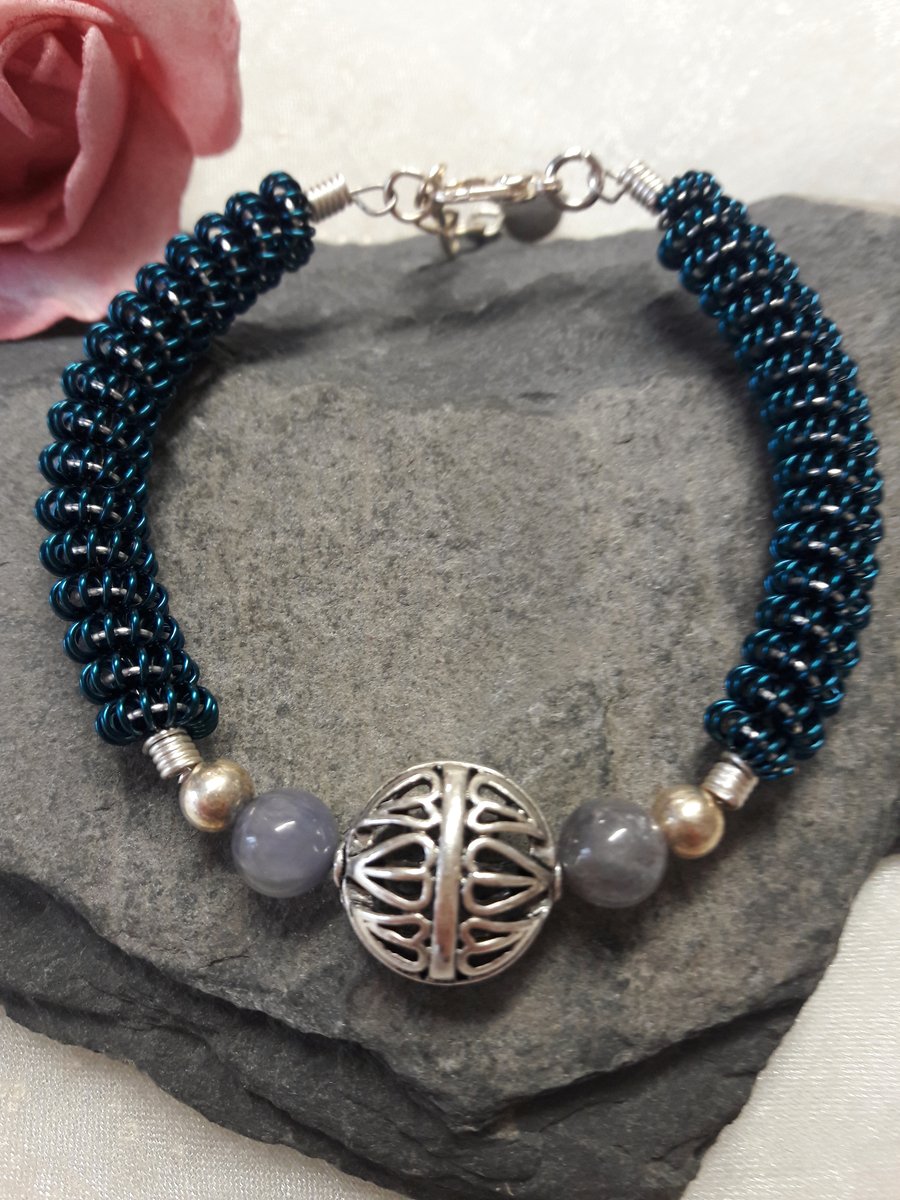 Wire work and gemstone bangle - REDUCED