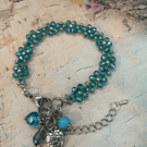 Pretty Delicate Turquoise Blue Beaded Charm Bracelet – Dainty Handmade Jewelry 