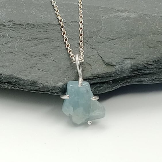 Raw Aquamarine necklace March Birthstone