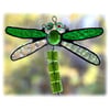 Dragonfly Suncatcher Stained Glass Green Bead-Tailed  
