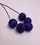Handmade blue stripey lamp work glass beads - Image 5