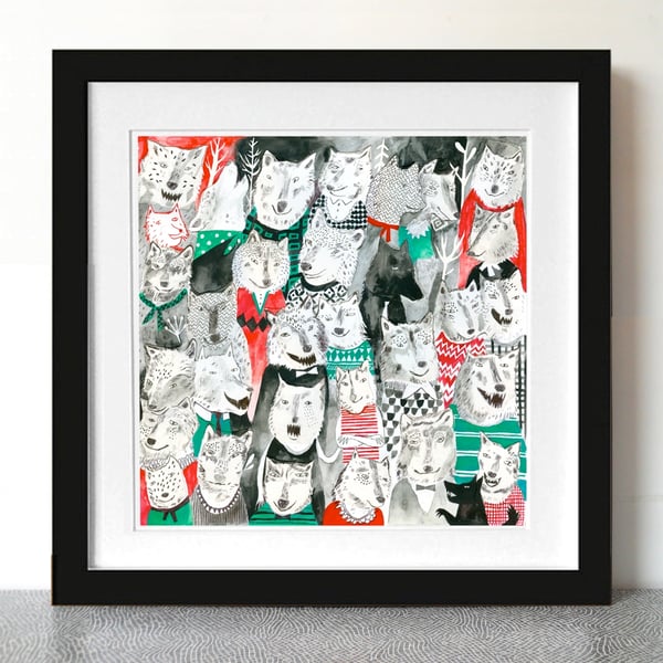 33% Off! There be wolves a coming! 28cm x 28cm Print 