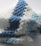 White and Blue Baby Blanket, Approx 30" x 30" - Image 5
