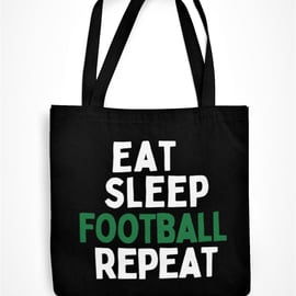 Eat Sleep Football Repeat Tote Bag Funny Footy Shopping Bag Joke Christmas 