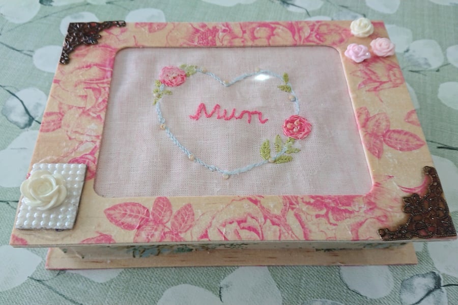 Book box jewellery box photo box memory box, with embroidery, personalised 