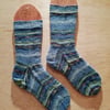Hand knitted socks MONET- WATER LILLIES limited edition, MEDIUM, size 5-7
