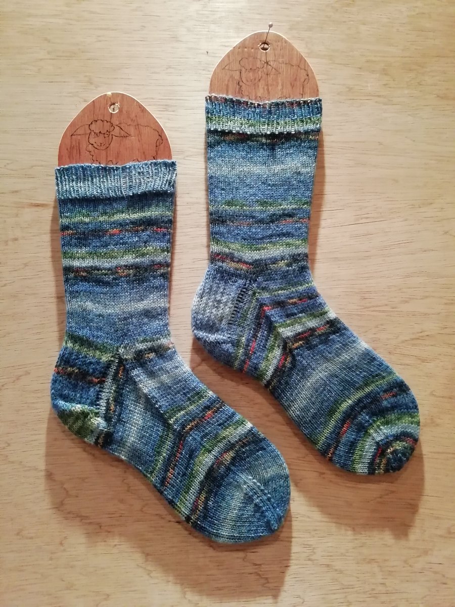 Hand knitted socks MONET- WATER LILLIES limited edition, MEDIUM, size 5-7