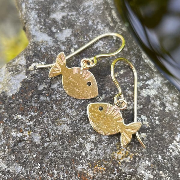 9ct gold fish earrings