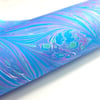 Handmade Marbled paper A4 sheet purple blue feather pattern slight second 