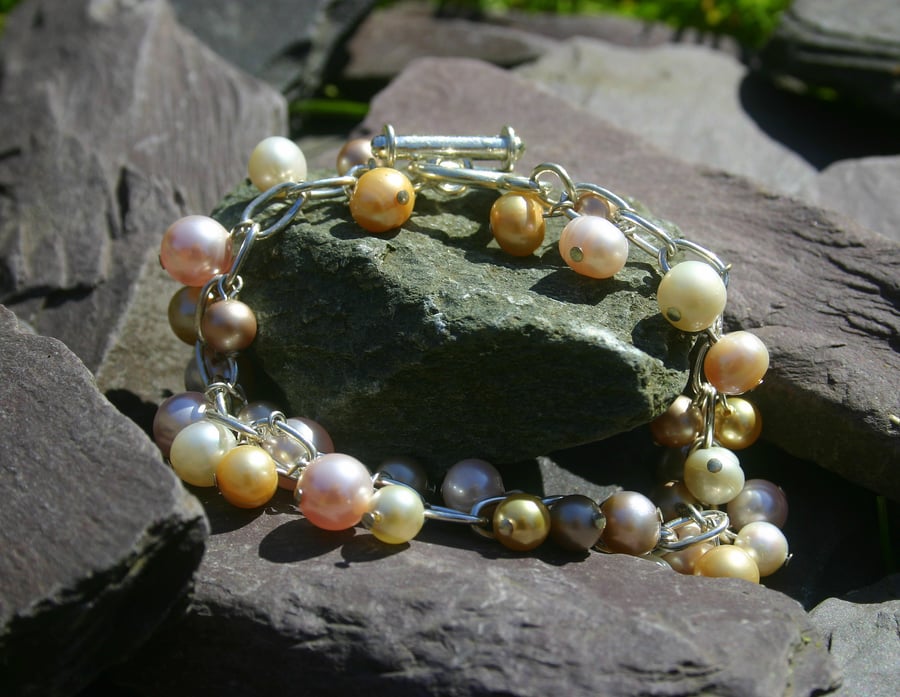 Ice Cream coloured swarovski pearl charm bracelet