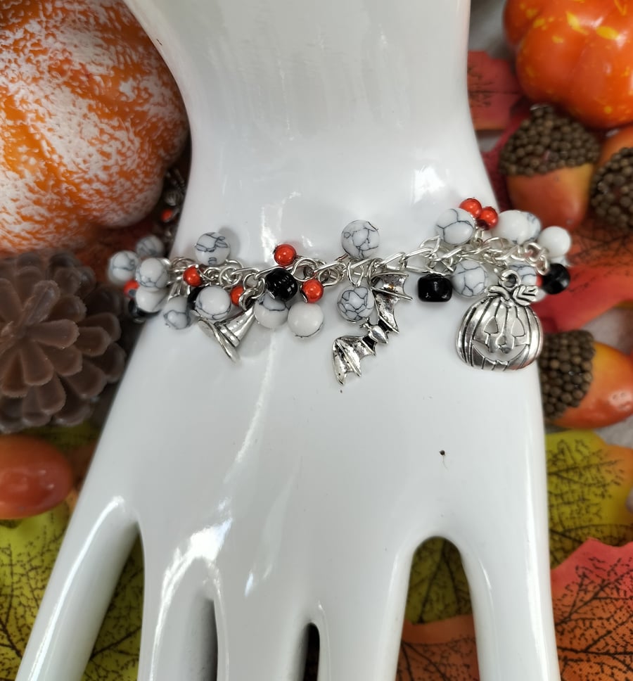 Halloween beaded charm bracelet