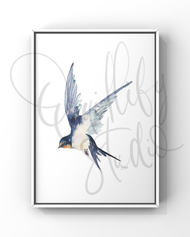 Watercolour Print Swallows Donny 