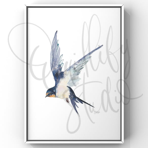 Watercolour Print Swallows Donny 