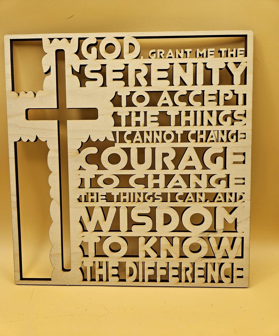 Serenity Prayer Wood Wall Art with Cross Christian Home Decor