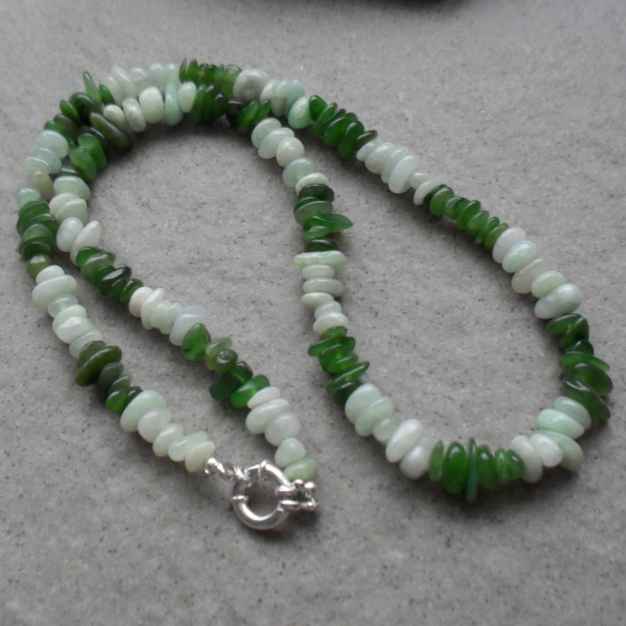 Burmese Jadeite and Nephrite Sterling Silver Necklace