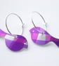 Bird earrings in purple and pink checks