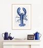 Cornish Blue Lobster Art Print, Cornwall Gifts - Image 3