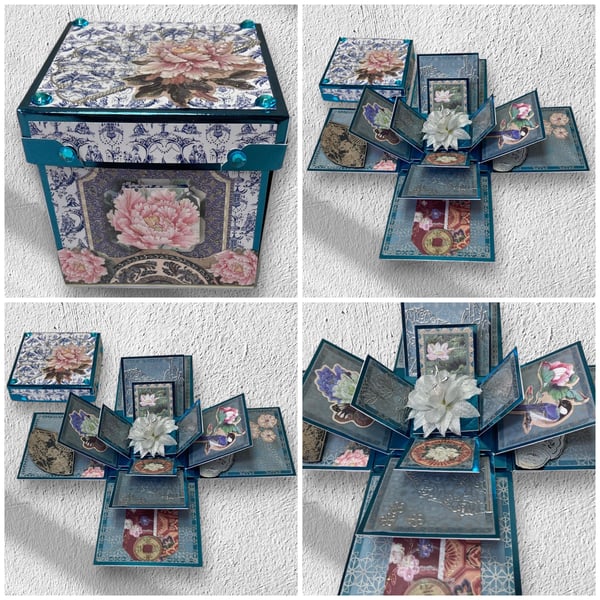 Unique Japanese Inspired 3D Box Card. Exploding 3D Special Occasion Box. 