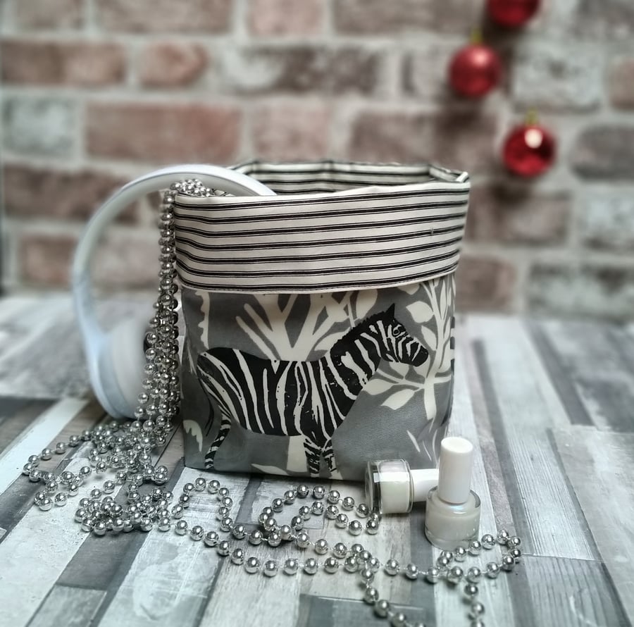 Zebras Design Oilcloth and Cotton Contemporary Storage Baskets