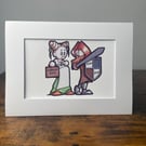 Funny Knight Greeting Card – Original Art Print in 8x6 Aperture Card 