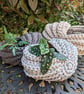 Ammonite basket, crochet shell, home decor, nautilus, fossil, T-shirt yarn - Image 3