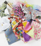 Bundle of Aqua Blue and Multi-Coloured Fabric Strips for Patchwork and Crafting - Image 2