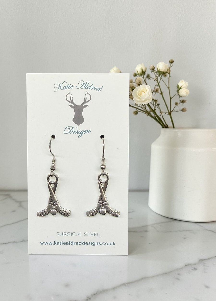 Image of Charm Earrings - Hockey Sticks