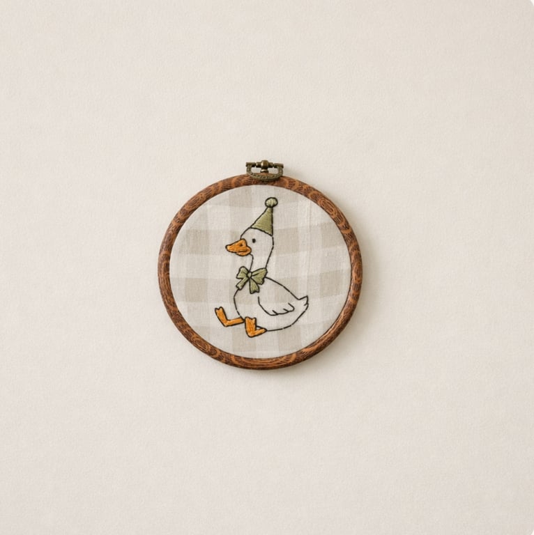Silly Goose With Hat Embroidery Hoop Art – Handmade Nursery Wall Decor – Goose W