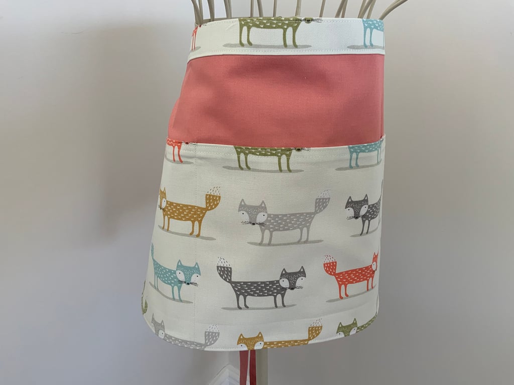 Cute Fox Half Apron, fully lined, Vendors Apron, Craft Apron, Teachers apron