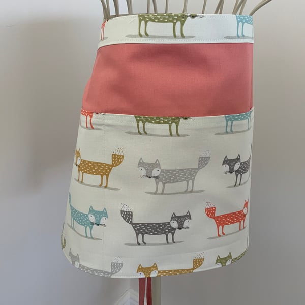 Cute Fox Half Apron, fully lined, Vendors Apron, Craft Apron, Teachers apron