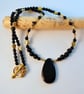 Onyx Teardrop Pendant, Spinel, Quartz & Hematite - Birthday, Anniversary Gift - Image 2