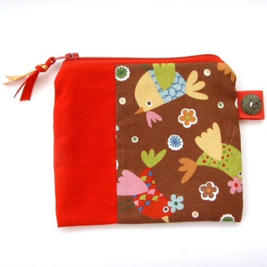 SALE SALE Moda Tweet Funky Birds Coin Purse