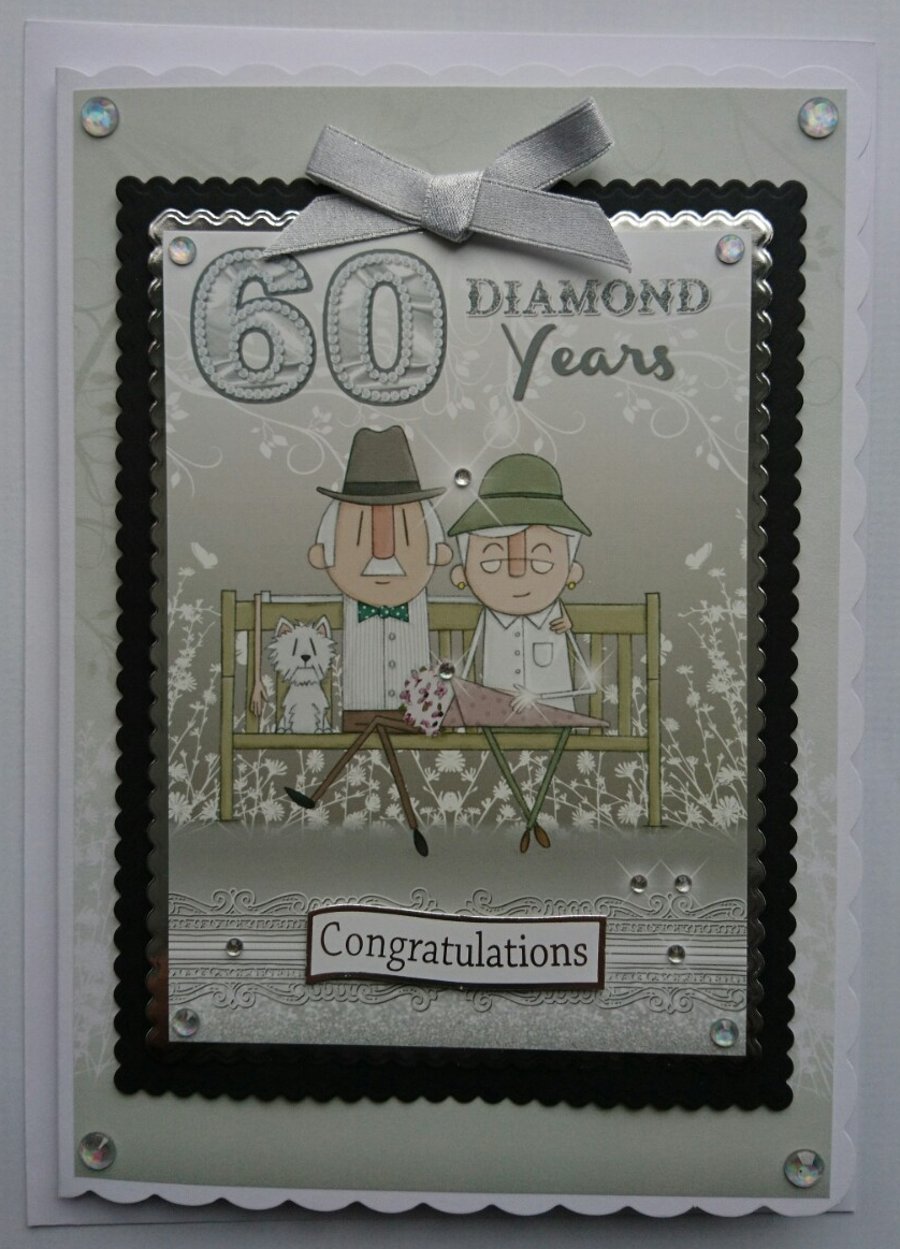 60th Wedding Anniversary 60 Diamond Years Congratulations 3D Luxury Handmade