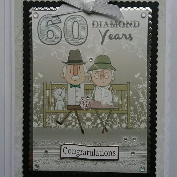 60th Wedding Anniversary 60 Diamond Years Congratulations 3D Luxury Handmade