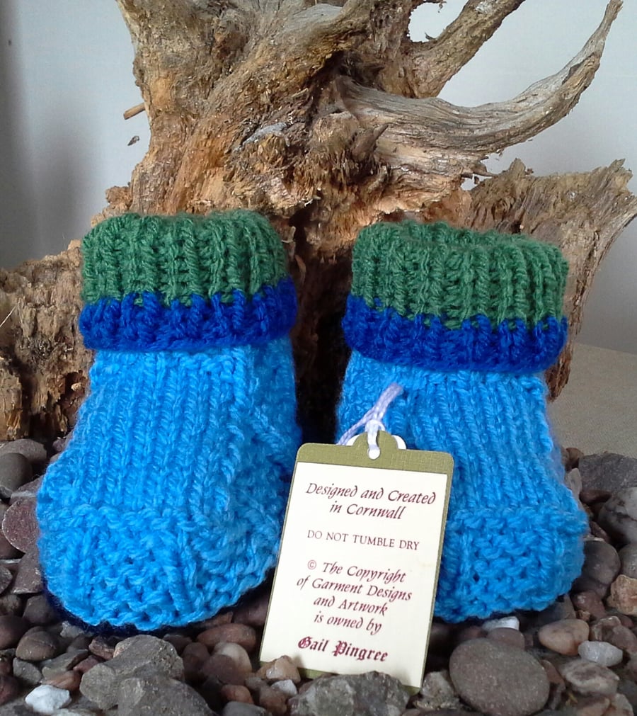 Baby Boys Aran Booties   3-6 months size