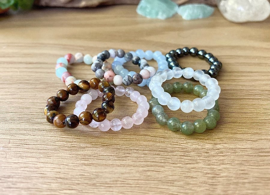 Crystal Gemstone Stackable Rings