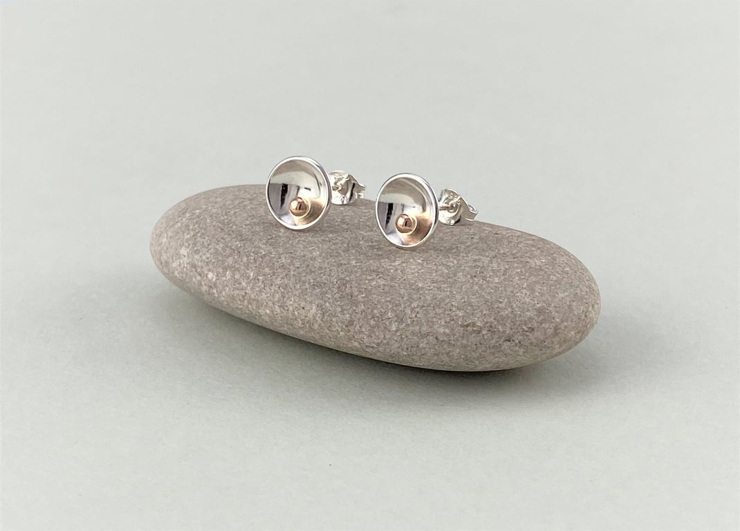 Mini Sterling Silver and 9ct Red Gold Stud Earrings