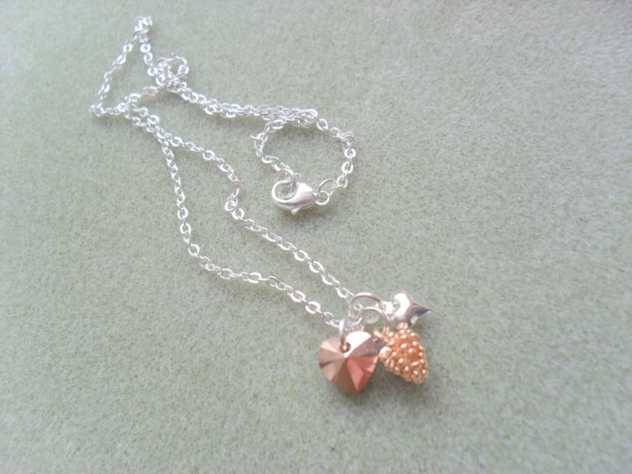 Silver and Rose Gold Coloured Charm Necklace