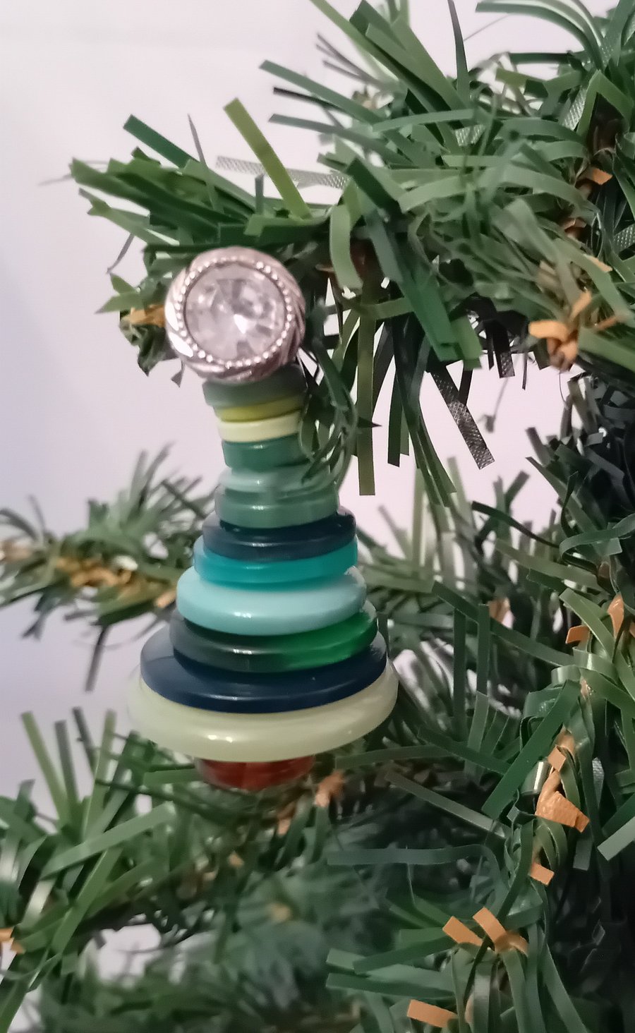 Green Button Christmas Tree Decoration - Round Button Topper