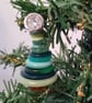 Green Button Christmas Tree Decoration - Round Button Topper - Image 1