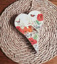 Chunky Handmade Wooden Heart Robin Poppies Butterflies  - Image 5