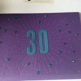 30th Birthday card. Age card. Daughter. Niece. Mum. 23003