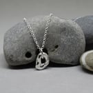 Silver hagstone tiny pendant - charm - pebble - recycled silver