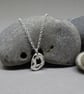 Silver hagstone tiny pendant - charm - pebble - recycled silver